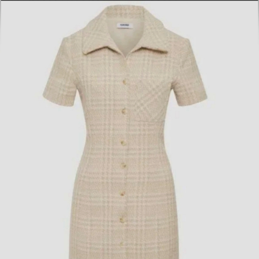 Notting Hill Mini Dress in Beige Glen Plaid by Rumored